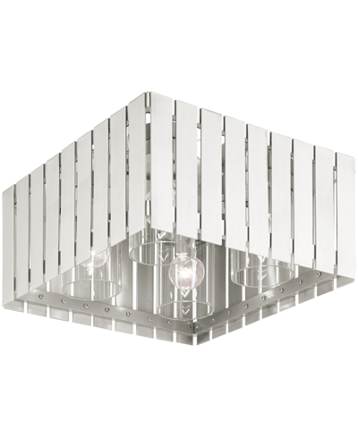 Livex Greenwick 4 Light Outdoor Ceiling Mount In Brushed Nickel