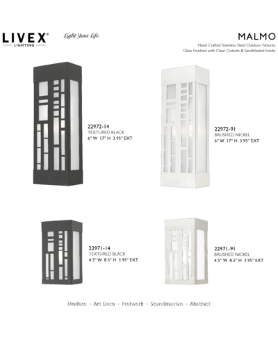 Livex Malmo 1 Light Outdoor Ada Small Sconce In Brushed Nickel
