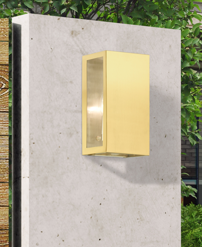 Livex Winfield 2 Light Outdoor Ada Medium Sconce In Satin Gold