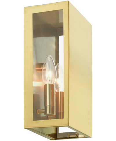 Livex Winfield 2 Light Outdoor Ada Medium Sconce In Satin Gold