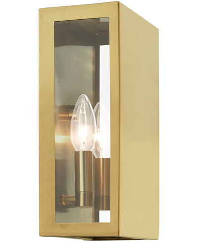 Livex Winfield 2 Light Outdoor Ada Medium Sconce In Satin Gold