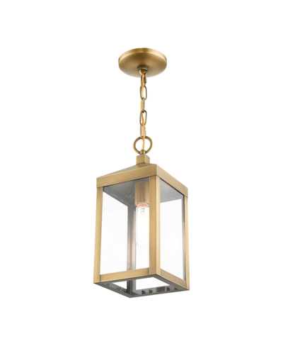 Livex Nyack 1 Light Outdoor Pendant Lantern In Antique Brass