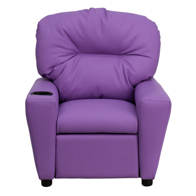 Shop Flash Furniture Contemporary Lavender Vinyl Kids Recliner With Cup Holder In Purple