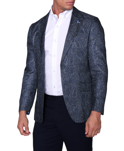 Shop Tailorbyrd Printed Paisley Jacket In Grey,navy