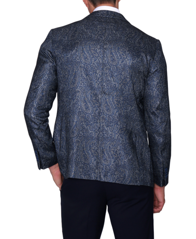 Shop Tailorbyrd Printed Paisley Jacket In Grey,navy
