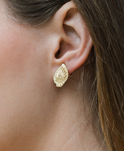 Shop Matr Boomie Bhavani Hoop Shield Stud Earrings In Brass