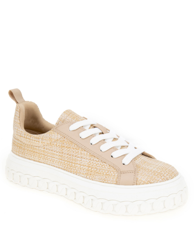 Shop Bcbgeneration Women's Riso Lace-up Platform Sneakers In Natural Raffia