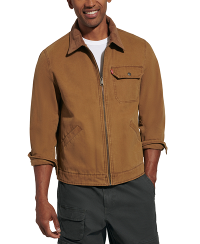 Shop Levi's Men's Canvas Utility Jacket In Worker Brown