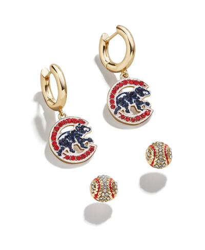 Shop Baublebar Women's  Gold-tone Chicago Cubs Team Earrings Set
