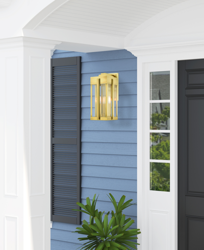 Livex Lexington 3 Light Outdoor Wall Lantern In Natural Brass