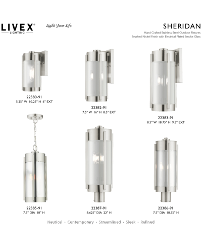 Livex Sheridan 3 Light Outdoor Post Top Lantern In Brushed Nickel