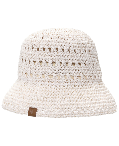 Shop Lauren Ralph Lauren Paper Straw Crochet Bucket Hat In Silk White
