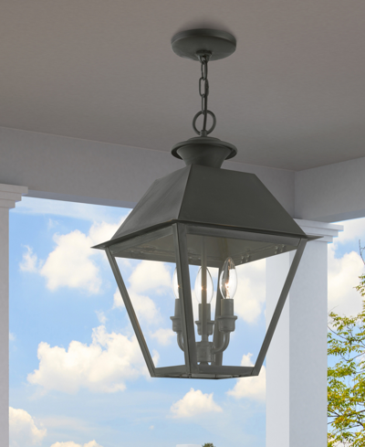 Livex Wentworth 3 Light Outdoor Large Pendant Lantern In Charcoal