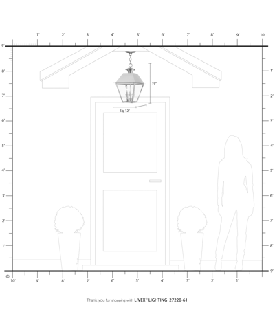 Livex Wentworth 3 Light Outdoor Large Pendant Lantern In Charcoal