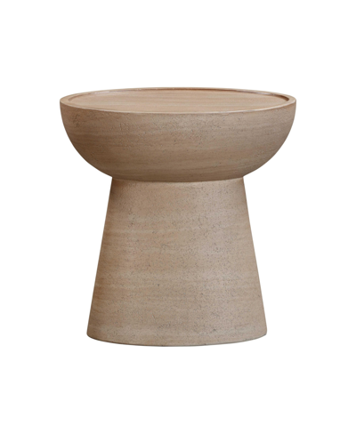 Tov Furniture 1 Pc. Textured Faux Terrazzo Travertine Indoor, Outdoor Side Table In Travertine