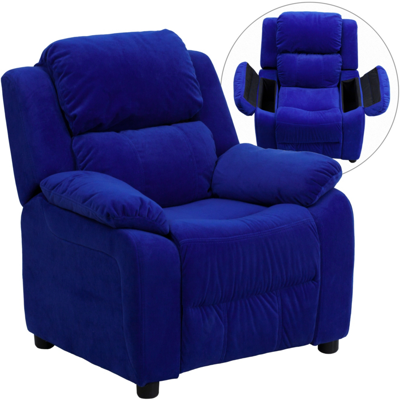 Shop Flash Furniture Deluxe Padded Contemporary Blue Microfiber Kids Recliner With Storage Arms