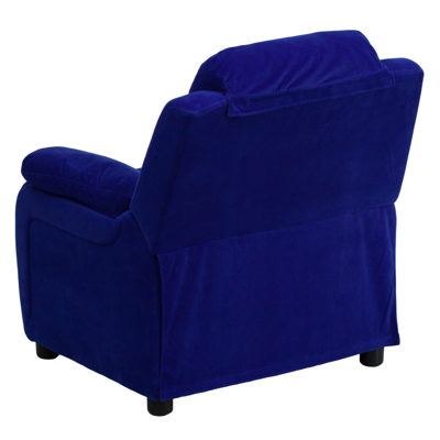 Shop Flash Furniture Deluxe Padded Contemporary Blue Microfiber Kids Recliner With Storage Arms