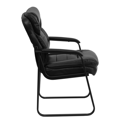 Shop Flash Furniture Black Leather Executive Side Reception Chair With Sled Base