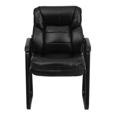 Shop Flash Furniture Black Leather Executive Side Reception Chair With Sled Base
