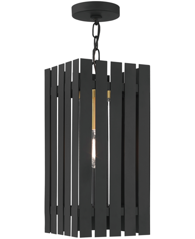 Shop Livex Greenwick 1 Light Outdoor Pendant Lantern In Black With Satin Brass