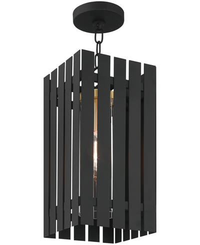 Shop Livex Greenwick 1 Light Outdoor Pendant Lantern In Black With Satin Brass