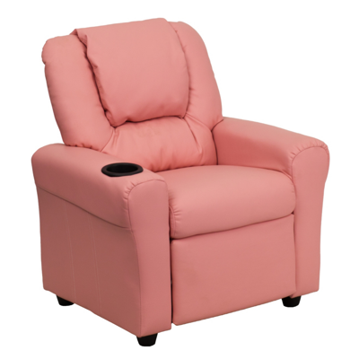 Shop Flash Furniture Contemporary Pink Vinyl Kids Recliner With Cup Holder And Headrest