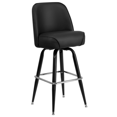 Shop Flash Furniture Metal Barstool With Swivel Bucket Seat In Black
