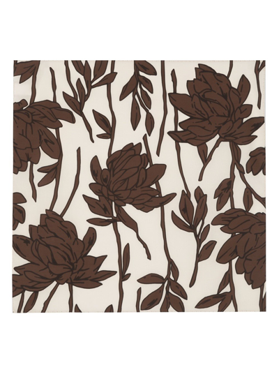 Shop Brunello Cucinelli Scarf With Floral Print In Brown