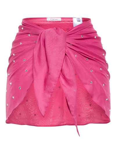 Shop Oseree Miniskirt Decorated With Crystals In Pink & Purple