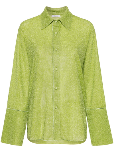 Shop Oseree Shirt With Bell Sleeves With Wire In Green