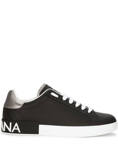 Shop Dolce & Gabbana Sneakers With Logo Application In Black