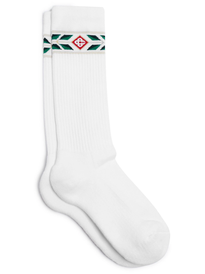 Shop Casablanca Laurel Ribbed Knit Socks In White
