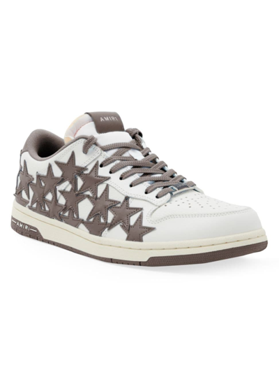 Shop Amiri Men's Stars Leather Low-top Sneakers In White Brown