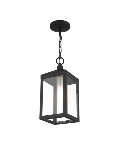 Livex Nyack 1 Light Outdoor Pendant Lantern In Black With Brushed