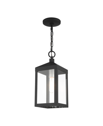 Livex Nyack 1 Light Outdoor Pendant Lantern In Black With Brushed
