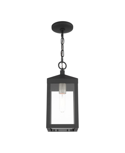 Livex Nyack 1 Light Outdoor Pendant Lantern In Black With Brushed