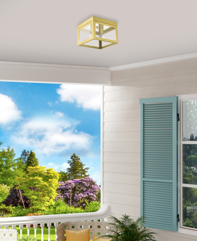 Livex Nyack 2 Light Flush Mount In Satin Brass