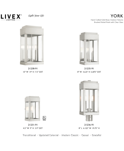 Shop Livex York 2 Light Outdoor Wall Lantern In Brushed Nickel With