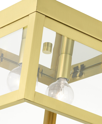 Livex Nyack 2 Light Flush Mount In Satin Brass