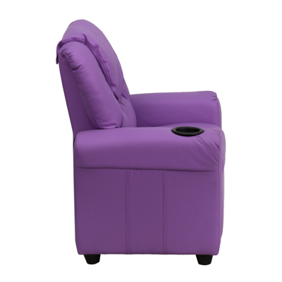 Shop Flash Furniture Contemporary Lavender Vinyl Kids Recliner With Cup Holder And Headrest In Purple