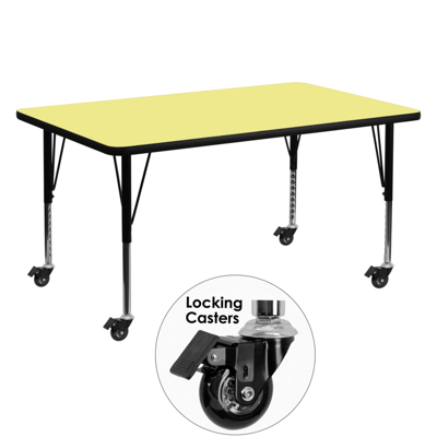 Shop Flash Furniture Mobile 30''w X 60''l Rectangular Yellow Thermal Laminate Activity Table