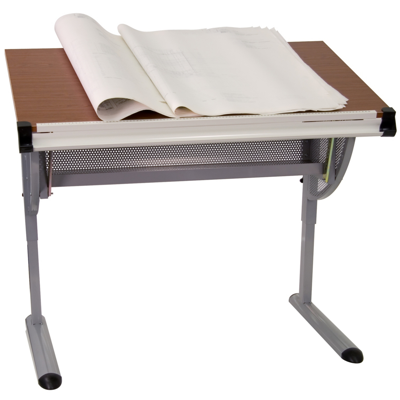 Shop Flash Furniture Adjustable Drawing And Drafting Table With Pewter Frame In Red