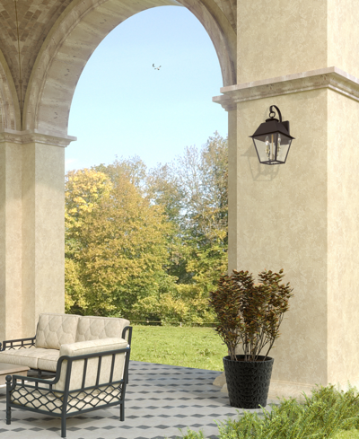 Livex Wentworth 2 Light Outdoor Medium Wall Lantern In Bronze With Antique Brass
