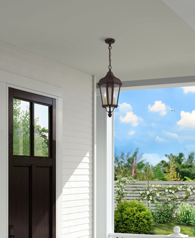Livex Morgan 2 Light Outdoor Pendant Lantern In Bronze With Antique Gold