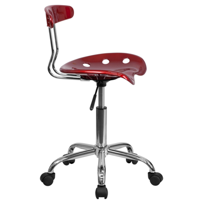 Shop Flash Furniture Vibrant Wine Red And Chrome Swivel Task Chair With Tractor Seat