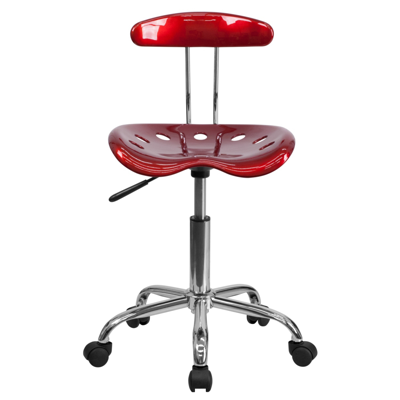 Shop Flash Furniture Vibrant Wine Red And Chrome Swivel Task Chair With Tractor Seat