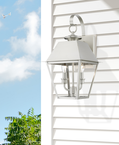Livex Wentworth 2 Light Outdoor Medium Wall Lantern In Brushed Nickel
