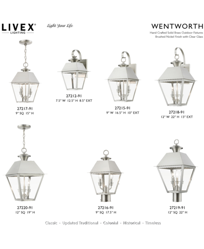 Livex Wentworth 2 Light Outdoor Medium Wall Lantern In Brushed Nickel