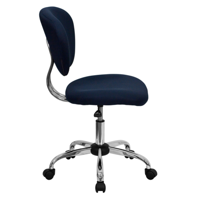 Shop Flash Furniture Mid-back Navy Mesh Swivel Task Chair With Chrome Base In Blue
