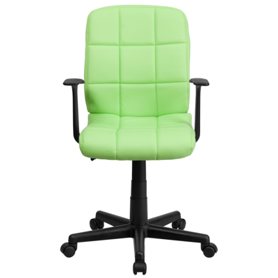 Shop Flash Furniture Mid-back Green Quilted Vinyl Swivel Task Chair With Arms